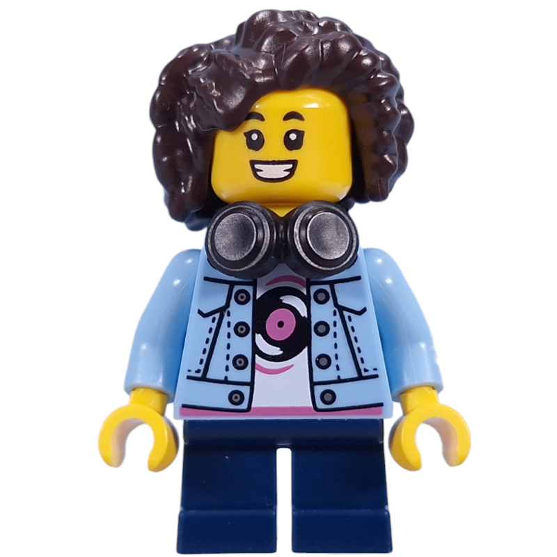 LEGO Kid - Bright Light Blue Torso, Dark Blue Legs, Dark Brown Hair (fig-015617)