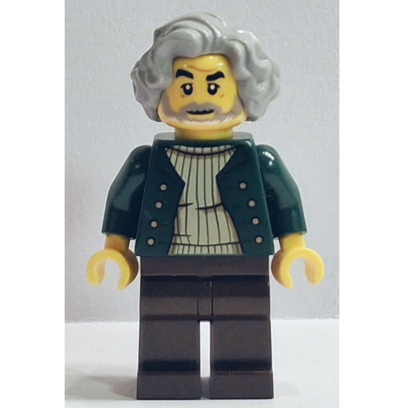 LEGO Pianist, Dark Green Torso, Dark Brown Legs, Light Bluish Grey Hair (fig-015634)