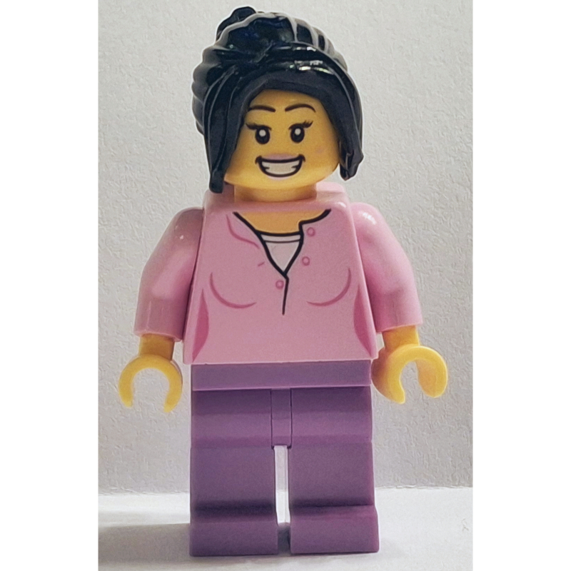 LEGO Singer, Bright Pink Torso, Medium Lavender Legs, Black Hair (fig-015636)