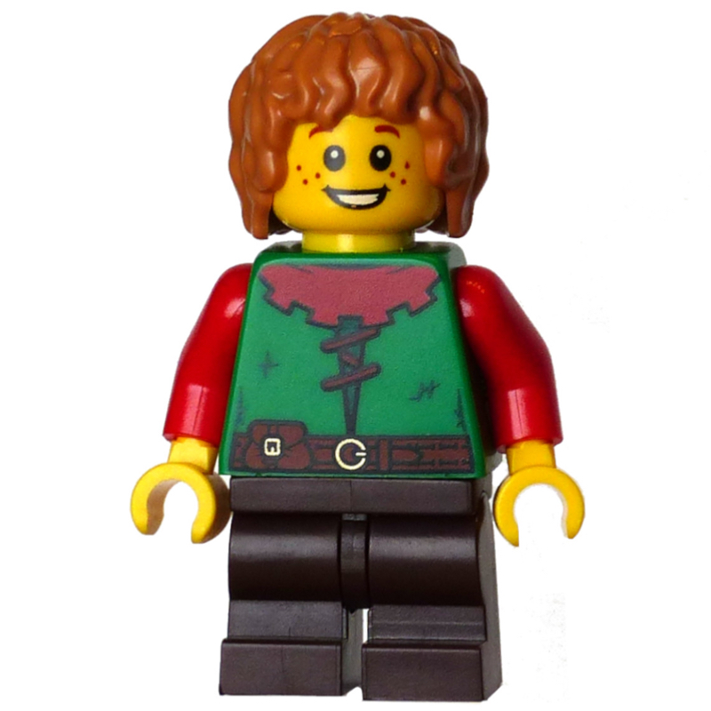 LEGO Elf, Green Torso, Dark Brown Legs, Medium Nougat Hair (fig-015647)