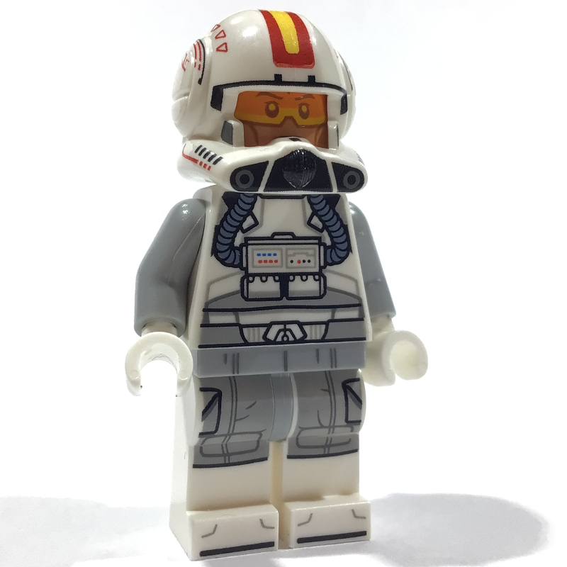 LEGO Clone Pilot, Open Helmet with Yellow and Red Markings, White Legs (fig-015726)
