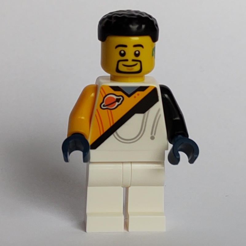 LEGO Astronaut, White and Bright Light Orange Spacesuit (Futuron), Black Hair (fig-015737)