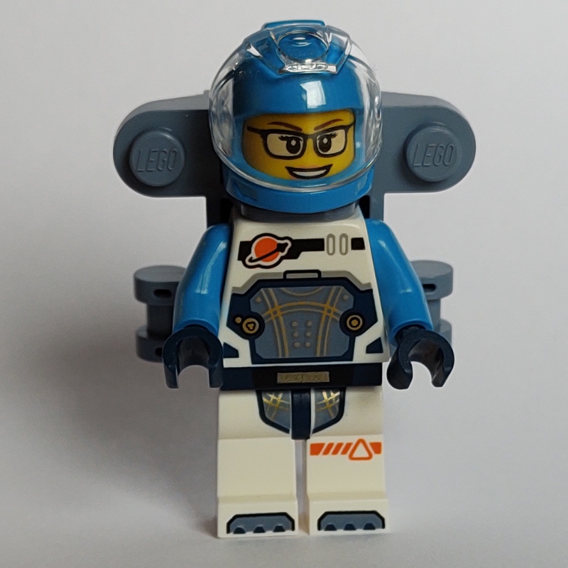 LEGO Astronaut, White and Dark Azure Spacesuit, Sand Blue Back Bracket (fig-015740)