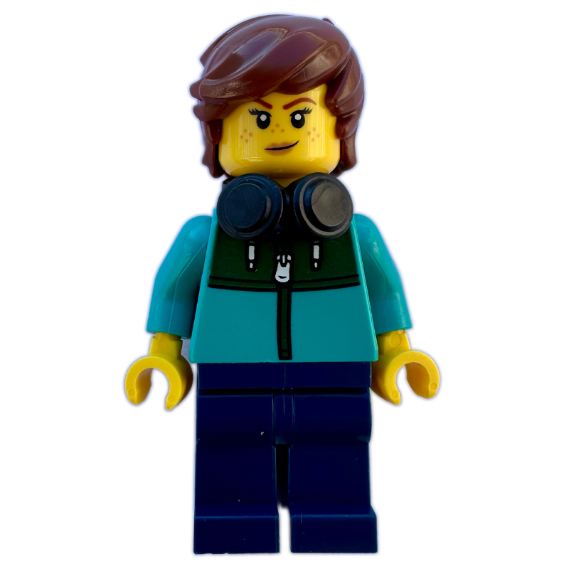LEGO Tudor House Resident, Dark Turquoise Torso, Dark Blue Legs (fig-015867)