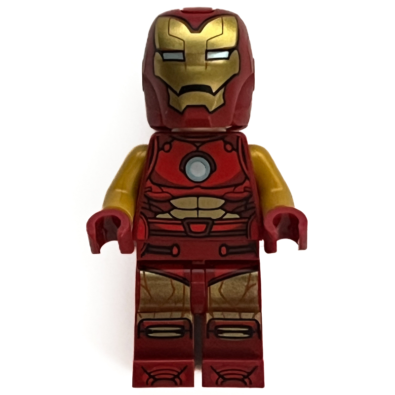 LEGO Iron Man, Pearl Gold Arms, Round Arc Reactor, Helmet and Visor (fig-015921)