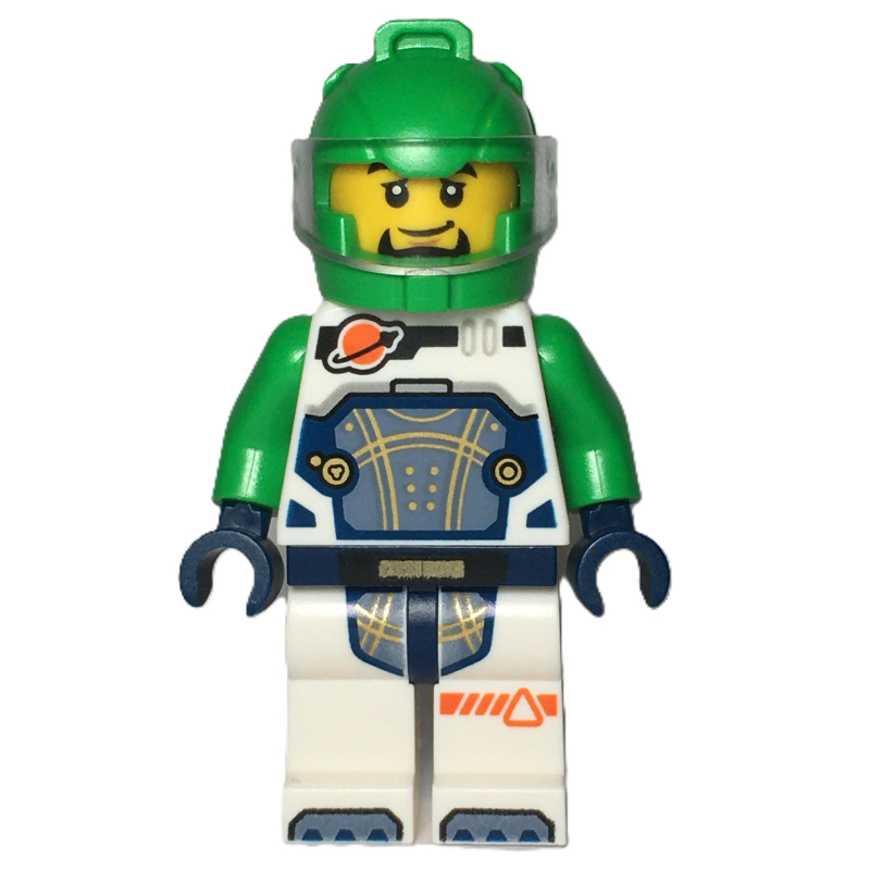 LEGO Astronaut, White Spacesuit, Bright Green Helmet, Beard (fig-015932)
