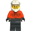 Pit Crew, Reddish Orange Torso, Dark Bluish Grey Legs, Male, Black Beard