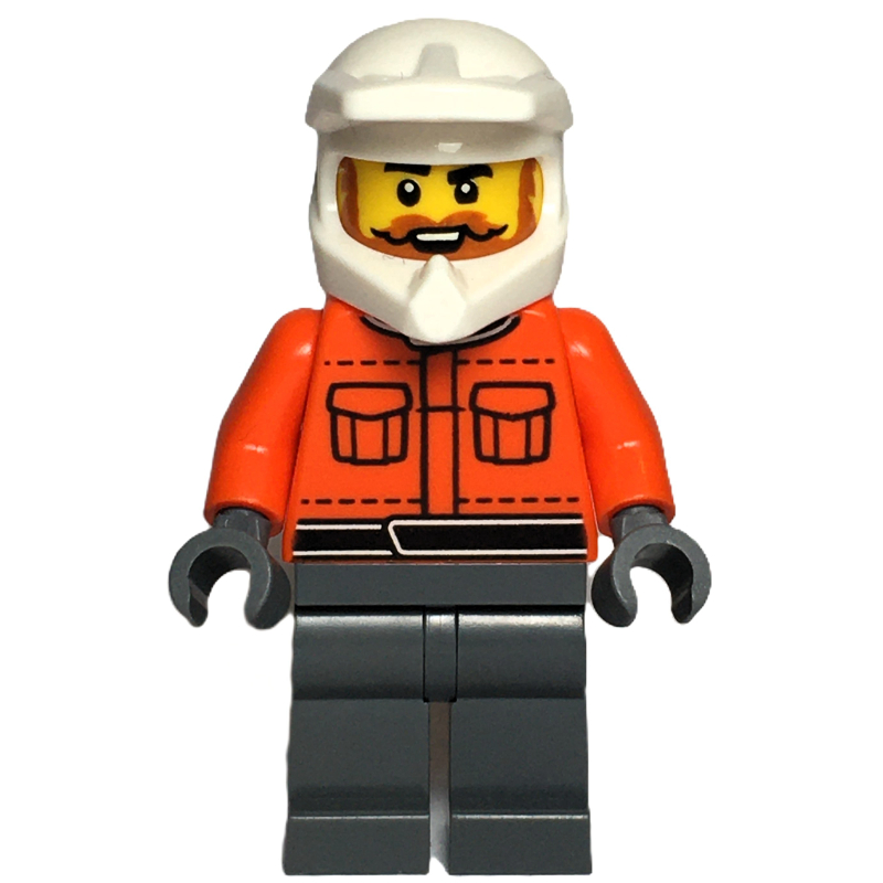 LEGO Pit Crew, Reddish Orange Torso, Dark Bluish Grey Legs, Male, Dark Orange Beard (fig-015938)