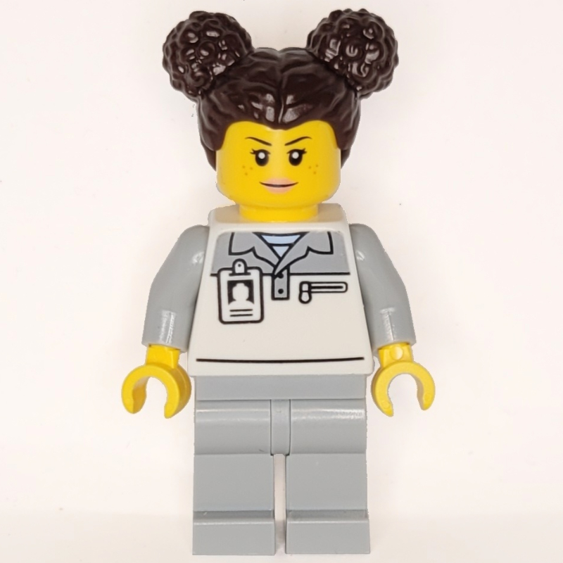LEGO Garage Worker, White/Light Bluish Grey Suit, Dark Brown Hair (fig-015941)