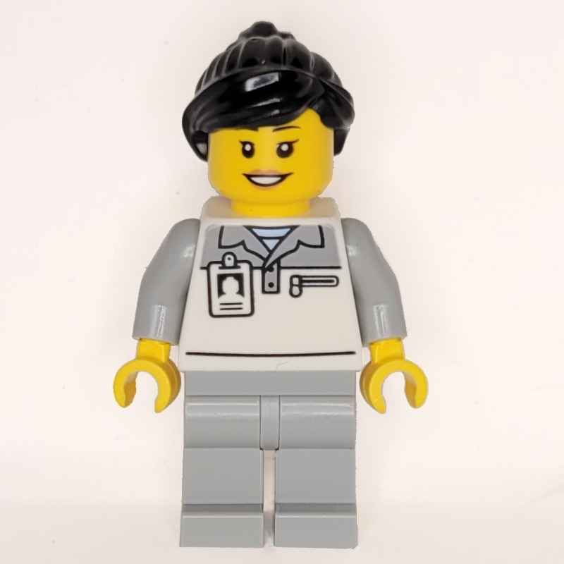 LEGO Garage Worker, White/Light Bluish Grey Suit, Black Hair (fig-015943)