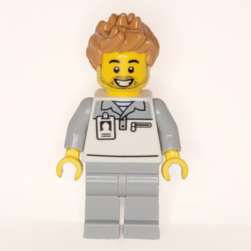 LEGO Garage Worker, White/Light Bluish Grey Suit, Medium Nougat Hair (fig-015944)