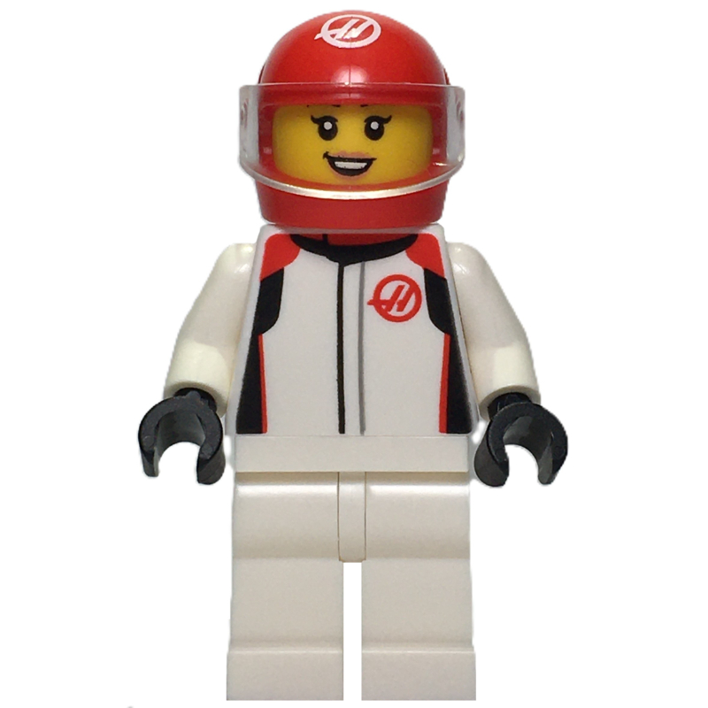LEGO F1 Driver, Haas, White Suit, Red Helmet (fig-015950)