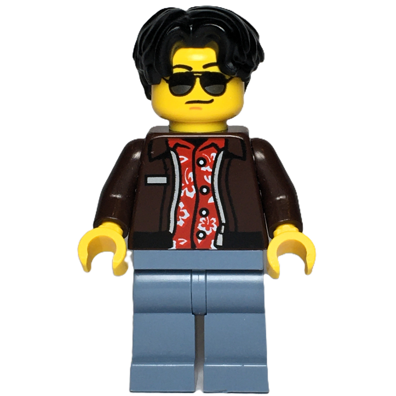 LEGO Car Driver, Dark Brown Jacket, Sand Blue Legs (fig-015978)