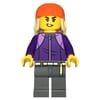 Skateboarder, Dark Purple Torso, Dark Bluish Grey Legs, Reddish Orange Helmet