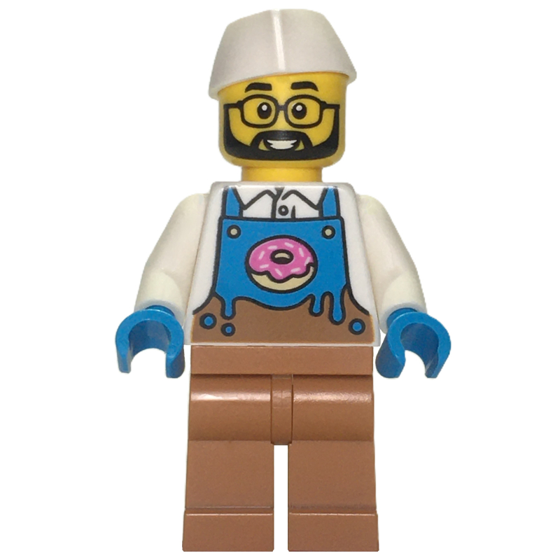 LEGO Donut Vendor, White Torso, Medium Nougat Legs, White Hat (fig-015981)