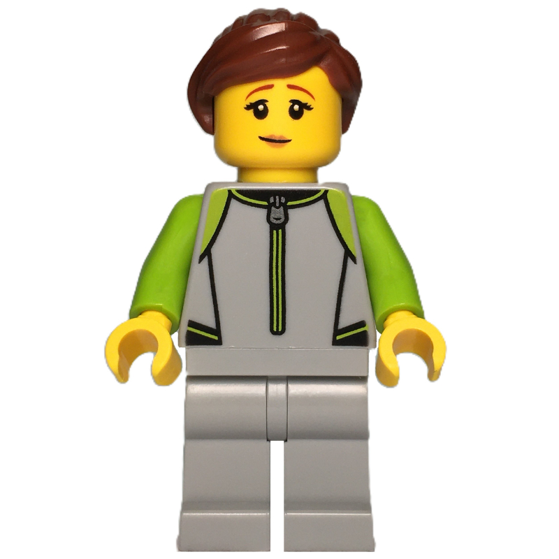LEGO Surfer, Lime/Light Bluish Grey Wetsuit, Reddish Brown Hair (fig-015984)