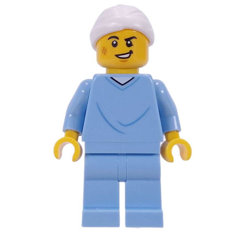 LEGO Patient, Bright Light Blue Scrubs, Bandage (fig-015990)