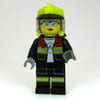 Firefighter, Black Fire Suit, Vibrant Yellow Standard Helmet, Visor, Goggles