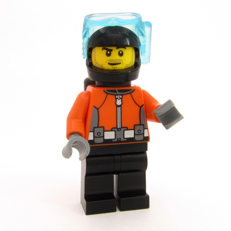 LEGO Diver, Reddish Orange Wetsuit, Black Legs, Black Helmet (fig-015996)