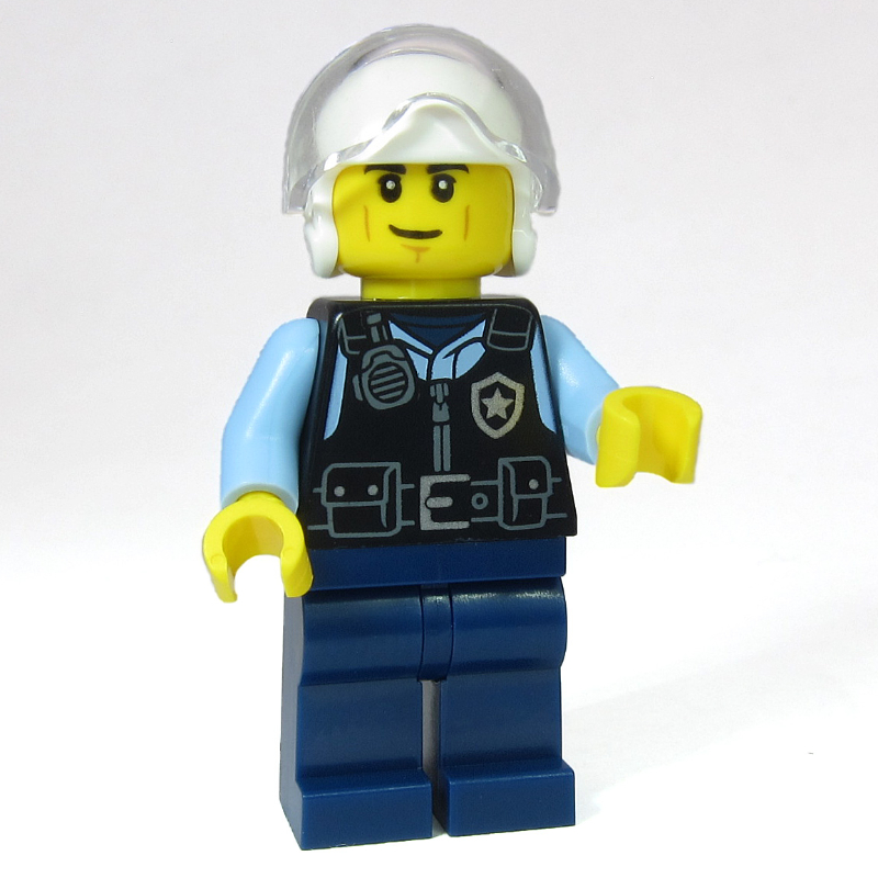 LEGO Police Officer, Pilot - Black Torso, Dark Blue Legs, White Helmet (fig-015997)