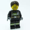 Firefighter, Black Fire Suit, Dark Brown Hair