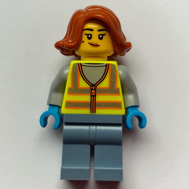 LEGO Scrapyard Worker, Vibrant Yellow Vest, Sand Blue Legs (fig-016002)
