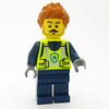 Police Officer, Vibrant Yellow Safety Vest, Dark Orange Hair