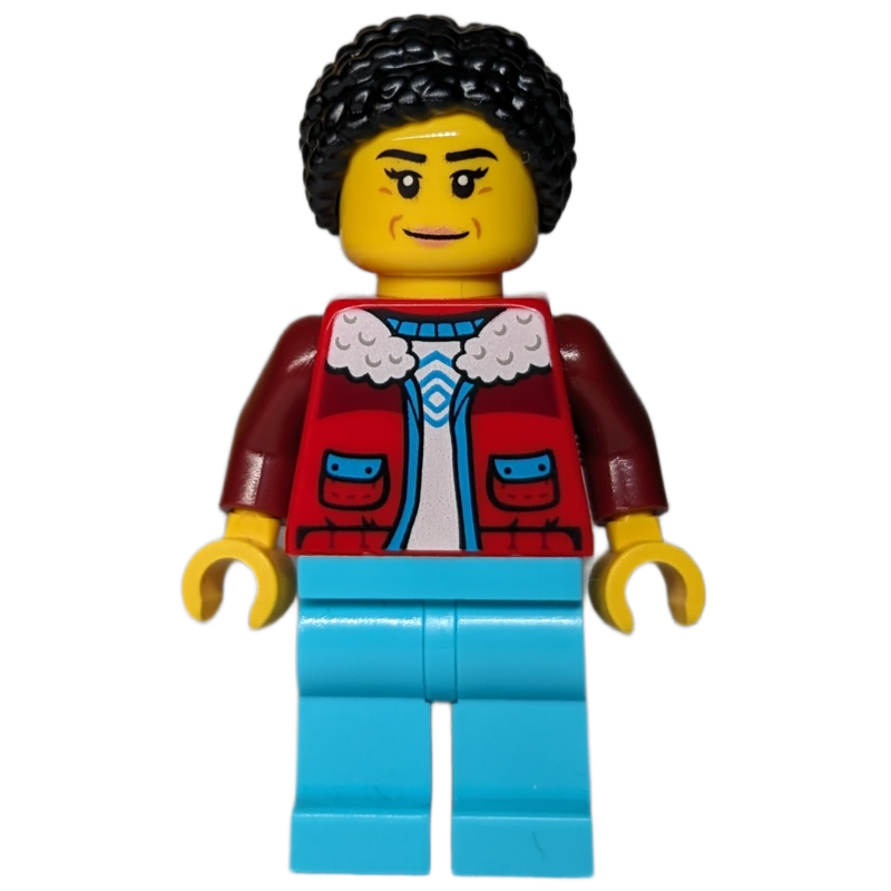 LEGO Arctic Crane Operator, Red Jacket, Medium Azure Legs, Black Hair (fig-016340)