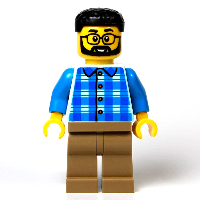 LEGO Man, Light Aqua Torso, Dark Tan Legs, Black Hair (fig-016384)