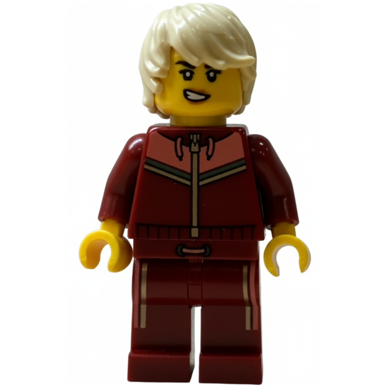 LEGO Skier, Dark Red Suit, Tan Hair (fig-016414)