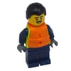 Police Officer, Vibrant Yellow Safety Vest, Dark Blue Legs, Orange Life Jacket
