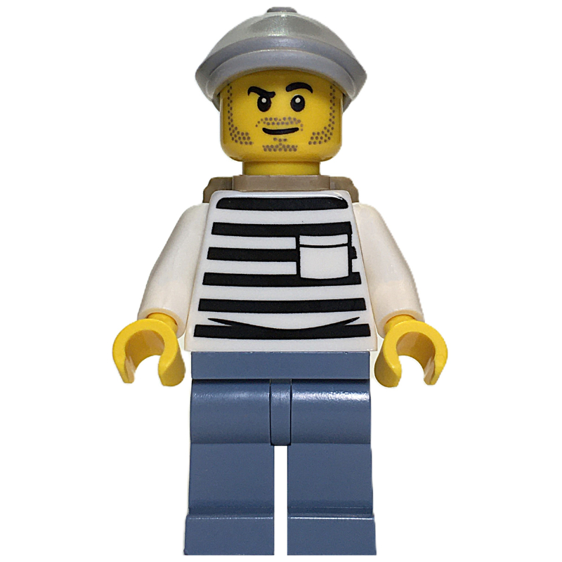 LEGO Criminal, White Torso, Sand Blue Legs, Light Bluish Gray Hat (fig-016447)