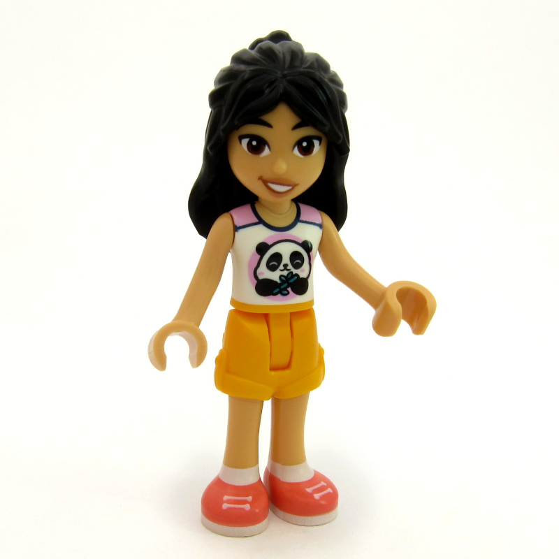 LEGO Liann - White Shirt with Panda, Bright Light Orange Shorts (fig-016476)