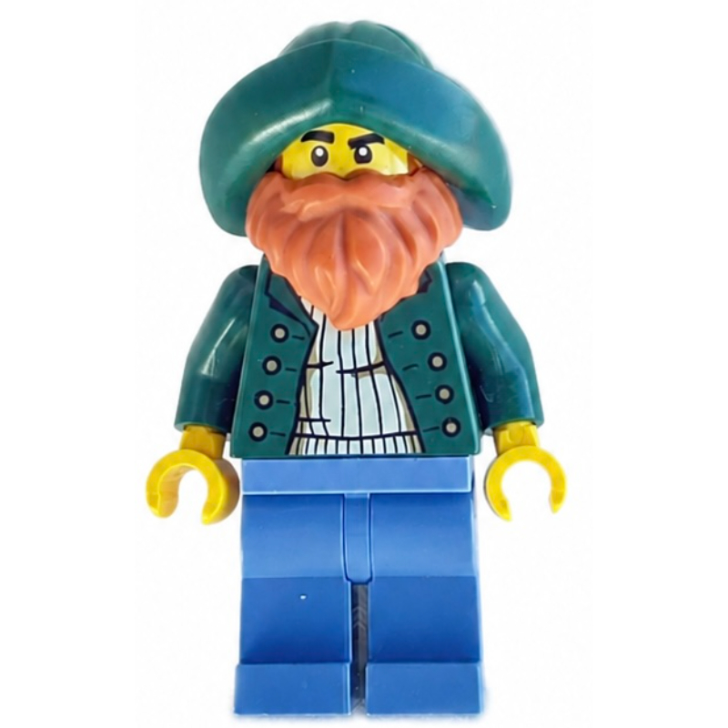 LEGO Captain, Dark Tan Torso, Sand Blue Legs, Dark Green Hat, Dark Orange Beard (fig-016525)