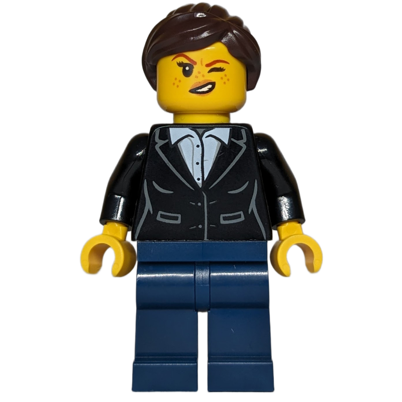 LEGO Robber, Black Torso, Dark Blue Legs, Dark Brown Hair (fig-016527)