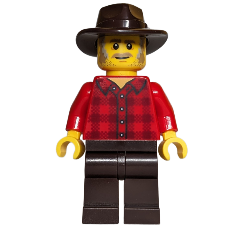 LEGO Cowboy, Red Torso, Dark Brown Legs, Dark Brown Fedora (fig-016529)