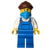 Train Driver, Blue Overalls, Mask, Reddish Brown Cap