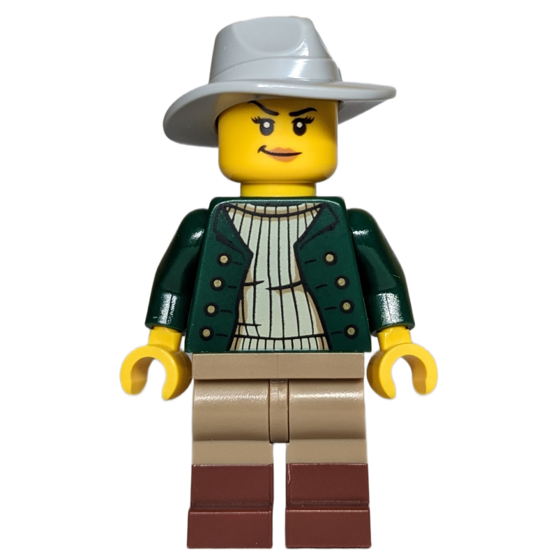 LEGO Robber, Dark Green Torso, Dark Tan Legs, Light Bluish Grey Fedora (fig-016534)