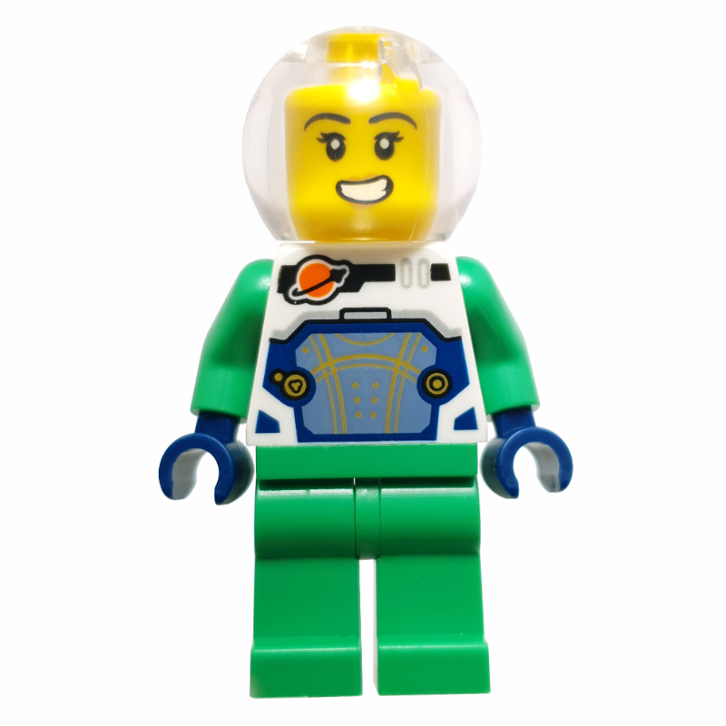 LEGO Astronaut, White Spacesuit, Bright Green Legs, Sphere Helmet (fig-016570)