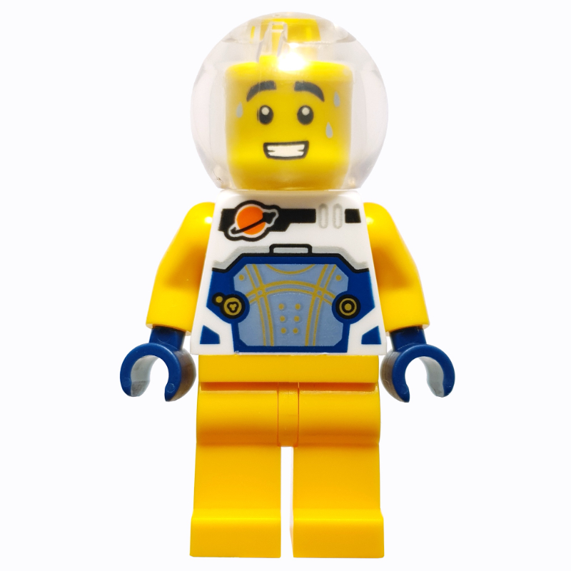 LEGO Astronaut, White Spacesuit, Bright Light Orange Legs, Sphere Helmet (fig-016571)