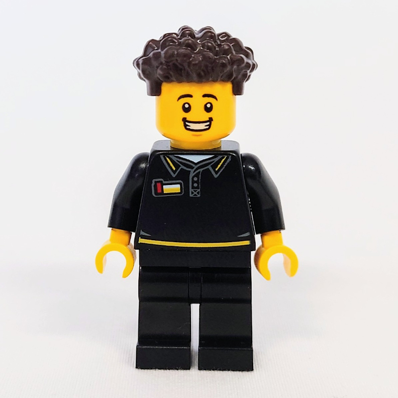 LEGO Store Employee, Black Suit, Dark Brown Hair (fig-016581)