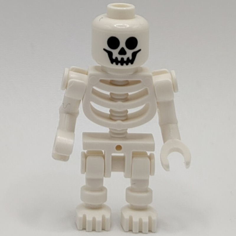 LEGO Skeleton, Standard Face, Bent Arms, One Vertical and One Horizontal Hand Clips, 78132 Torso (fig-016671)