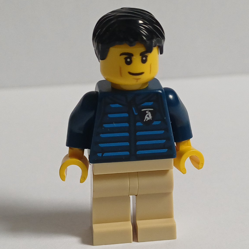 LEGO Lamborghini Driver, Dark Blue Torso, Tan Legs, Black Hair (fig-016685)