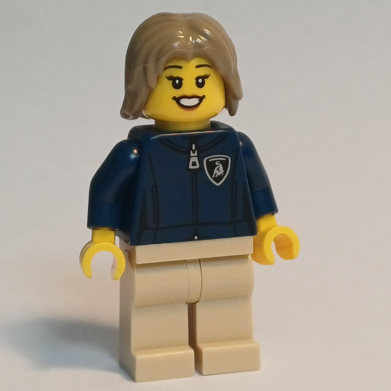 LEGO Lamborghini Driver, Dark Blue Torso, Tan Legs, Dark Tan Hair (fig-016686)