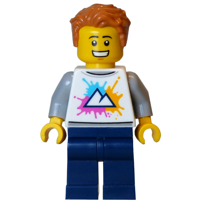LEGO Tourist, White Torso, Dark Blue Legs, Medium Nougat Hair (fig-016701)