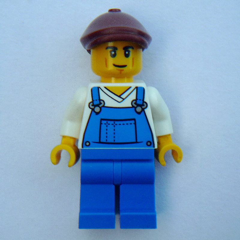 LEGO Farmer, Blue Overall, Reddish Brown Cap (fig-016849)