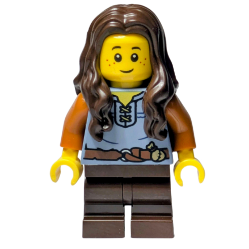 LEGO Girl, Sand Blue Torso, Dark Brown Legs, Dark Brown Hair (fig-016965)