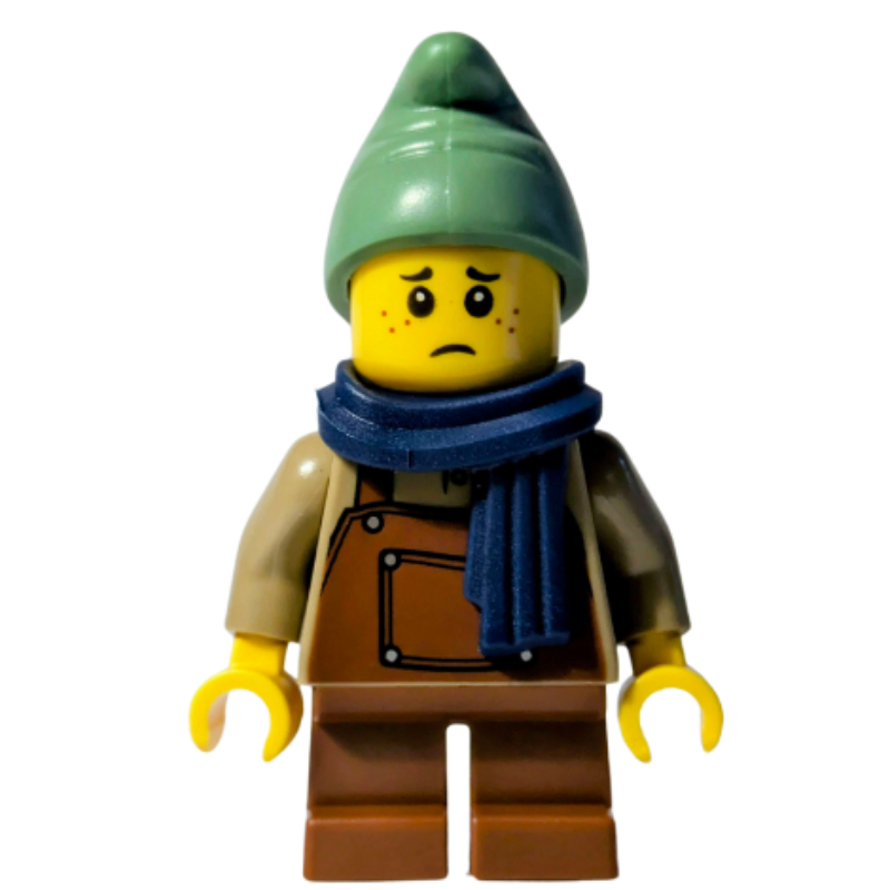 LEGO Elf, Dark Tan Torso, Reddish Brown Apron, Sand Green Cap, Dark Blue Scarf (fig-016968)