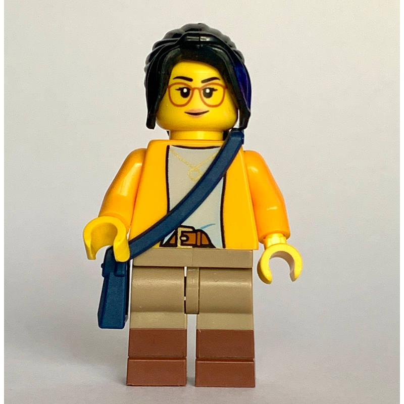 LEGO Woman, Orange Torso, Dark Tan Legs, Black Hair (fig-016973)