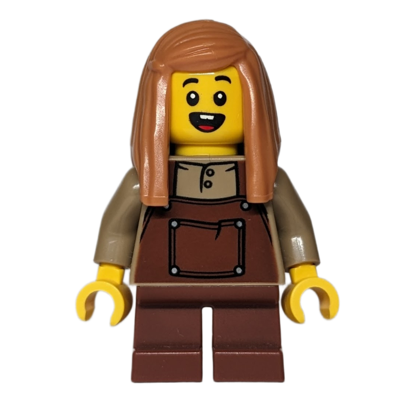 LEGO Kid, Dark Tan Torso, Reddish Brown Apron, Medium Nougat Hair (fig-016978)